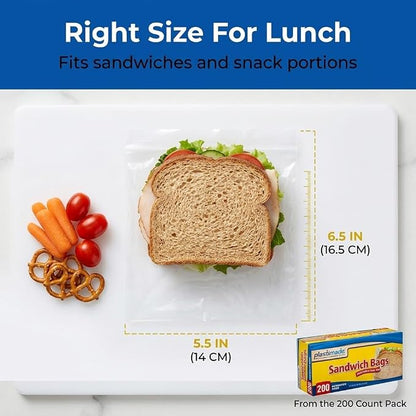 Sandwich Bags With Fold & Close Top (6.5 in X 5.5) in 200 Count Pack of 4