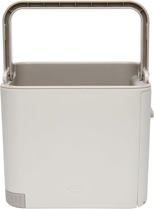 CLOROX KeptClean Kitchen Sink Organizer – Space-Saving Organization of Dish Soap, Scrub Brushes, and Dish Towels, Fold-Down Shelf for Sponges and Jewelry, Drainage Tray – Almond Cream