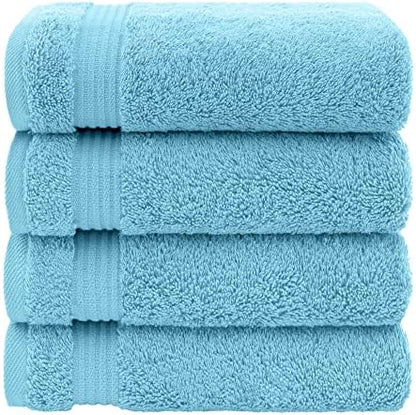 American Veteran Towel, Hand Towels for Bathroom Set of 4, 100% Cotton Turkish Hand Towel Sets, Soft Hand Face Towels, Sky Blue Hand Towels