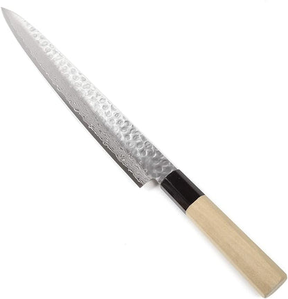 Japanese Sujihiki Knife Hammered Damascus VG-10 46 Layer Octagonal Magnolia Wood Handle, Slicer 9.5-inch (240mm)