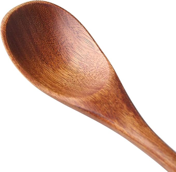 Long Handle Wooden Spoon For Mixing Coffee Tea Jam and Bath Salt In Kitchen, Environmentally Friendly Table Spoon, 8.6 Inches,4 Pieces…