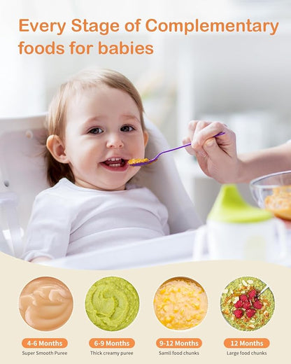 Baby Food Maker, HEYVALUE Larger Baby Food Processor Set for Fruit, Vegatable & Meat, Glass Puree Blender with Baby Food Freezer Tray, Silicone Spoons, Spatula,20 OZ(Green)