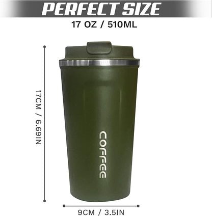 SPLMIFA Travel Coffee Mugs Leak-Proof, Reusable Coffee Cups with Lids, Stainless Steel Vacuum Insulated Coffee Tumblers, Thermal Insulation Cups for Men and Women Hot & Cold Drinks(2nd-Green, 17OZ)