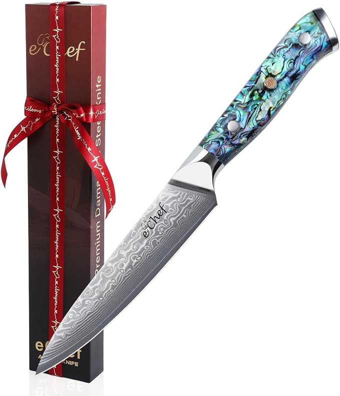 5-Inch Multifunctional Knife, 67-Layer Damascus VG-10 Steel, Abalone Handle, Sharp Knife for Fruits & Vegetables, Gift Box(5-inch utility knife)