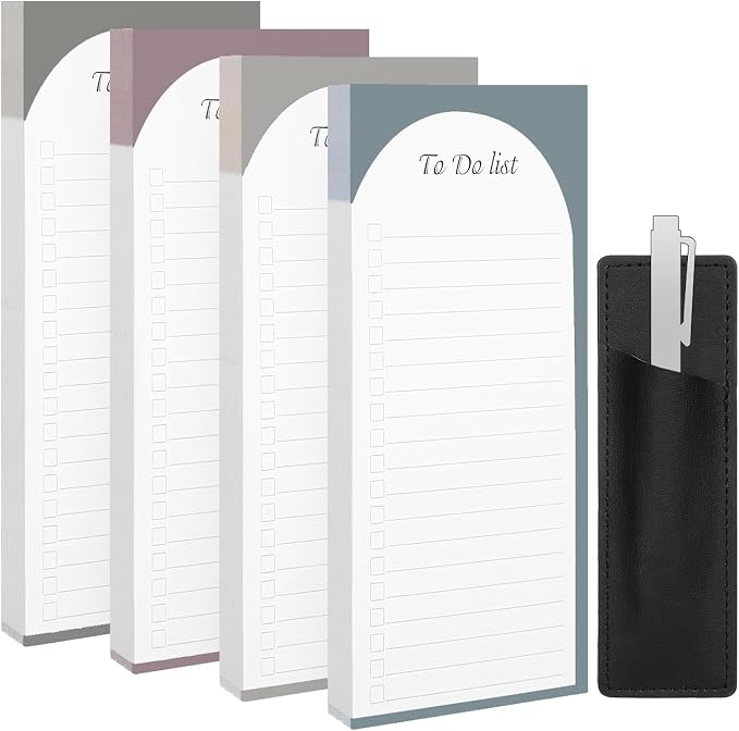 Thboxes 4 Pack Magnetic To Do List Refrigerator with Pen Holder, Totally 200 Sheets Magnetic Note Pad for Fridge Grocery List Magnet Pad for Fridge(Morandi Design)