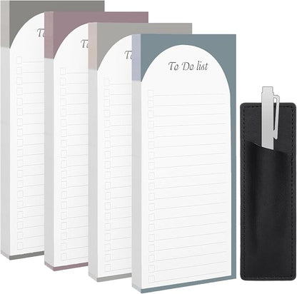 Thboxes 4 Pack Magnetic To Do List Refrigerator with Pen Holder, Totally 200 Sheets Magnetic Note Pad for Fridge Grocery List Magnet Pad for Fridge(Morandi Design)