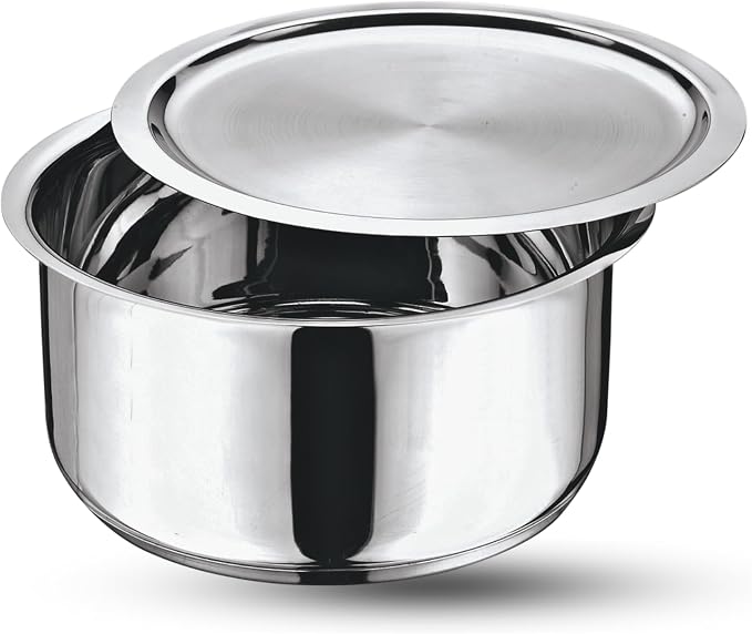Vinod Stainless Steel 304 Grade Tope/Patila/Topiya with Lid - Diameter 20 cm, Capacity 3 Litre, Induction and Gas Stove Friendly, 2 Year Warranty, Silver