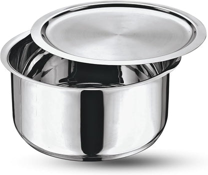 Vinod Stainless Steel 304 Grade Tope/Patila/Topiya with Lid - Diameter 20 cm, Capacity 3 Litre, Induction and Gas Stove Friendly, 2 Year Warranty, Silver