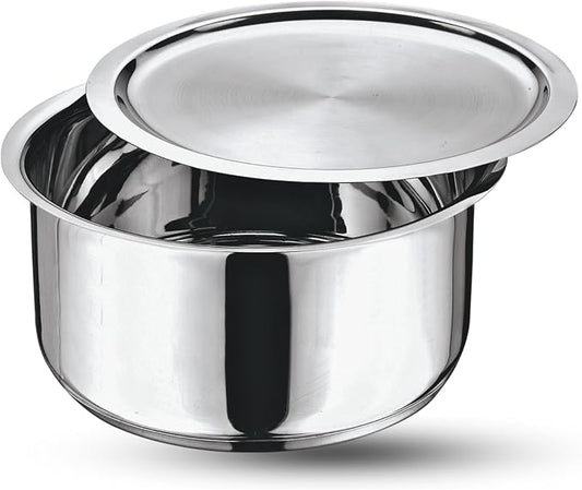 Vinod Stainless Steel 304 Grade Tope/Patila/Topiya with Lid - Diameter 20 cm, Capacity 3 Litre, Induction and Gas Stove Friendly, 2 Year Warranty, Silver