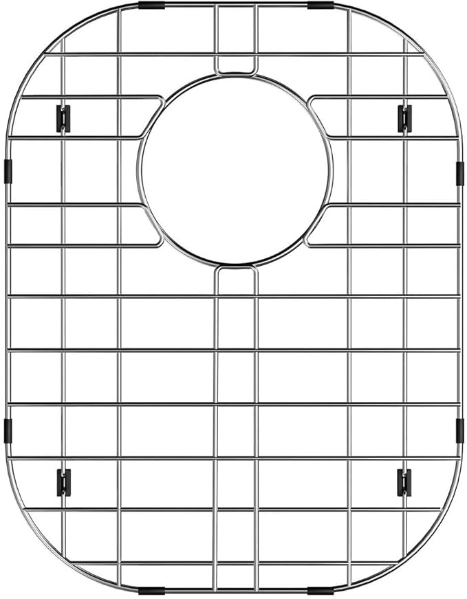 Kitchen Sink Bottom Grid Protector, 304 Stainless Steel Sink Grate with Rear Drain Universal Metal Sink Rack 14.6" X 11.2"
