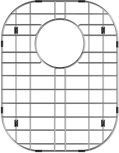 Kitchen Sink Bottom Grid Protector, 304 Stainless Steel Sink Grate with Rear Drain Universal Metal Sink Rack 14.6" X 11.2"