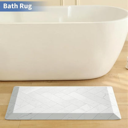 UKISS 9/10 Marble-Pattern Extra Thick Cushioned Kitchen Mat, Non-Slip Waterproof Comfort Memory Foam Standing Desk Mat, Ergonomic Anti Fatigue Floor Mat for Kitchen, Office (Teal, 20" X 32")