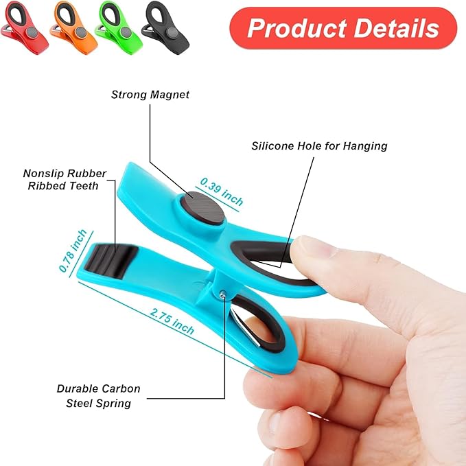 Jetmore 20 Pack Chip Clips, Bag Clips, Magnetic Clip for Chips, Snack and Other Food Bags, Office & Kitchen Use, Chip Clip Heavy Duty, Office Paper Clamps