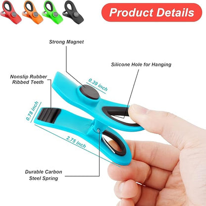 Jetmore 30 Pack Chip Clips Bag Clips, Multicolor Magnetic Clip for Food and Other Packages, Multipurpose Refrigerator Magnet Clip, Office Paper Clamps
