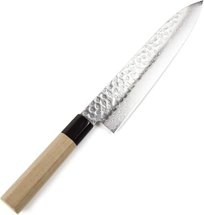 Japanese Chef Knife Hammered Damascus VG-10 46 Layer Octagonal Magnolia Wood Handle, Gyuto 9.5-inch (240mm)