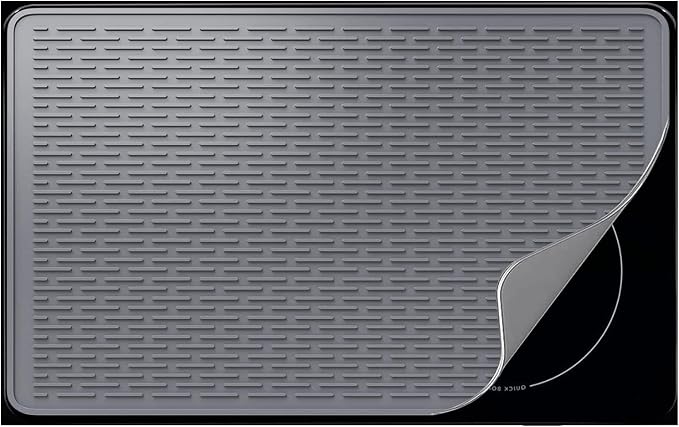 Stove Top Cover for Electric Stove- Range Covers for Electric Stove,Silicone XXL Dish Drying Mat, Glass Cooktop Covers, Flat RV Range top Mats (Gray, 36"x21")