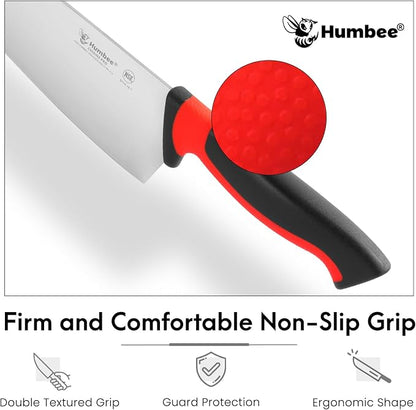 10-Inch Chef Knife, NSF Certified Razor-Sharp High Carbon Stainless Steel Blade – Ergonomic Color Coded Handle, Non-Slip Grip Kitchen Knife, DT-10 Series, Red