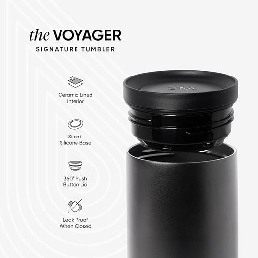 Simple Modern Travel Coffee Mug Tumbler with 360° Lid | Ceramic-Lined Insulated Stainless Steel Cold Brew Iced Coffee Cup | Gift for Women Men Her Him | Voyager Signature | 16oz | Tortoise