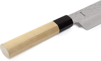 Japanese Vegetable Knife Hammered Damascus VG-10 46 Layer Octagonal Magnolia Wood Handle, Nakiri 6.3-inch (160mm)