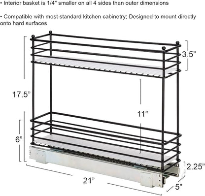 Household Essentials Glidez Under Cabinet 2‑Tier Pull‑Out Storage Organizer with Removable PEVA Liners, Matte Black
