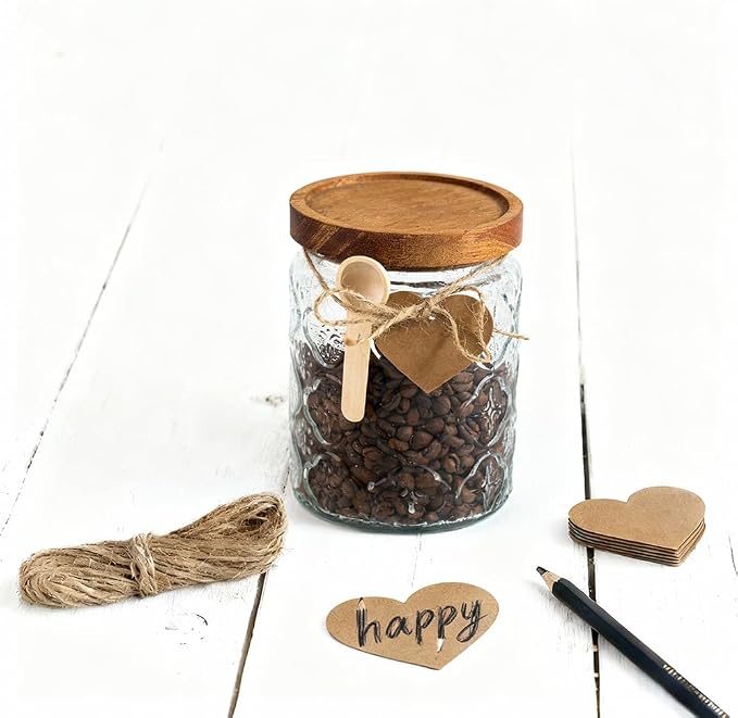 30 Set Mini Wooden Spoons with Heart Tags and Twine, Small Wooden Spoons Salt Spoon for Spice Condiments Jam