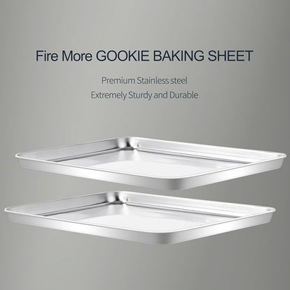Stainless Steel Baking Sheet Set of 2-16" x 12" x 1" Heavy Duty Cookie Sheets for Baking, Rust & Warp Resistant Oven Tray, Non Toxic & Dishwasher Safe Baking Pans for Cooking, Roasting, Broiling
