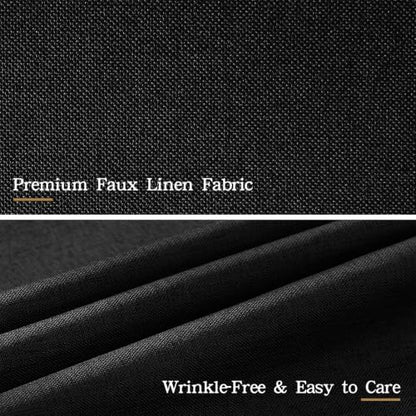 Furlinic No Hook Scalloped Linen Black Shower Curtain 72x78 Waterproof Tall