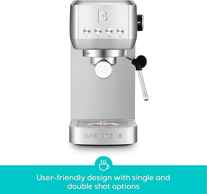 CASABREWS 3700 Essential Espresso Machine 20 Bar, Stainless Steel Cappuccino & Latte Coffee Maker with Steam Frother for Home, 43.9oz Water Tank, Silver
