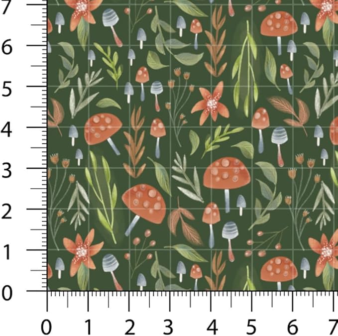 Woodland Patchwork Fabric Panel 100x155 cm – 100% Cotton Satin, 6 Coordinated Forest & Mushroom Prints on One Continuous Sheet for Quilting, Sewing & DIY Crafts(Forest Mushrooms, 6pcs 50x50cm)