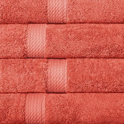 SUPERIOR Egyptian Cotton Plush & Absorbent, Hand Towel Set of 4, Coral