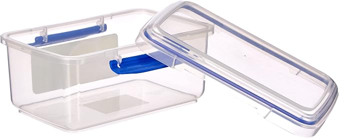 Sistema KLIP IT Rectangular Collection Food Storage Container, 33.8 oz./1 L, Clear/Blue