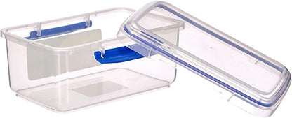 Sistema KLIP IT Rectangular Collection Food Storage Container, 33.8 oz./1 L, Clear/Blue