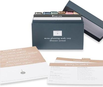 PPP Meal Planner with 72 Recipe Cards (Freezer Menu) - Weekly Menu Planner | Sturdy Recipe Box | 12 Reusable Grocery Shopping Lists | 5 Blank Recipe Cards | Recipe Card Protector | Recipe Ideas