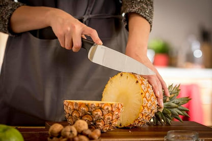 Tefal Wooden Knife Block 5pc Set- Ice Force Knives, German Stainless Steel & Premium Design - Bread 20 cm | Chef 20 cm | Santoku 18 cm | Utility 11 cm | Paring 9 cm - K232S574