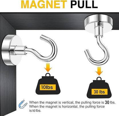 DIYMAG Neodymium 100 Pack Magnetic Hooks, Facilitate Hook for Cruise, Home, Kitchen, Workplace, Office and Garage