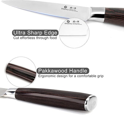 imarku Paring Knife - Paring Knives, 3.5 Inch Small Kitchen Knifes - Japanese High Carbon Stainless Steel Fruit Knife, Ergonomic Pakkawood Handle, Ultra Sharp Blade, Unique Gifts for Men and Women