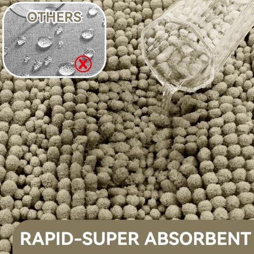 Bcoimo Bath Rug Mat,48x24 High Absorbent Latte Long Bathroom Runner Rugs