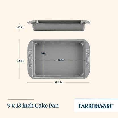 Farberware Nonstick Bakeware 9x13 Baking Pan, Rectangular Cake Pan, Gray