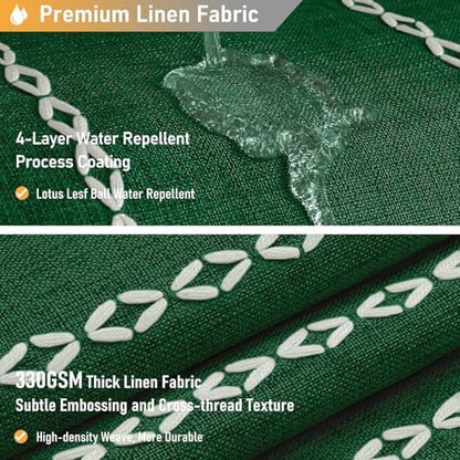 BTTN 72x78 Long Farmhouse Linen Heavy Duty Shower Curtain, Emerald Green