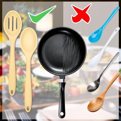 ELANE 8 Pcs Silicone Cooking Spoons Set,Mixing Spoons for Cooking Spoons for Nonstick Cookware Silicone Serving Spoons,Mixing Spoons for Cooking (Yellow)