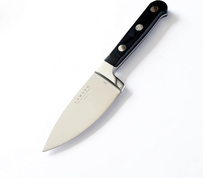 Lamson Premier Forged 4" Chef's Knife, Hi-Carbon Stainless Steel Blade, Triple Riveted for Balance, Ideal for Dicing, Slicing & Chopping, Kitchen Knives - Midnight Handle
