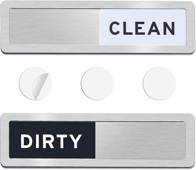 Dishwasher Magnet Clean Dirty Sign - Reversible Strong Magnet & Non-Scratch Clean Dirty Magnet for Dishwasher, Easy to Read Dishwasher Sign with Optional Adhesive, Kitchen Decor Home Essentials
