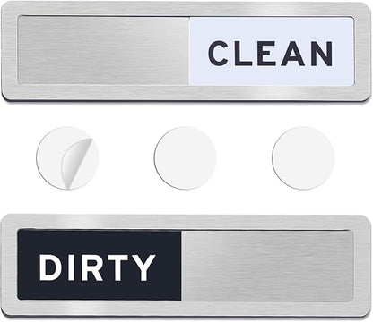 Dishwasher Magnet Clean Dirty Sign - Reversible Strong Magnet & Non-Scratch Clean Dirty Magnet for Dishwasher, Easy to Read Dishwasher Sign with Optional Adhesive, Kitchen Decor Home Essentials