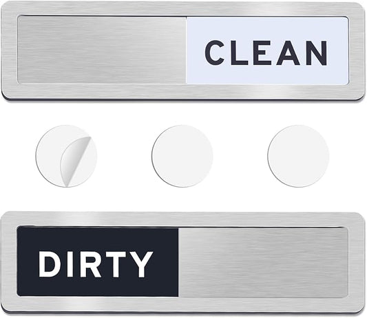 Dishwasher Magnet Clean Dirty Sign - Reversible Strong Magnet & Non-Scratch Clean Dirty Magnet for Dishwasher, Easy to Read Dishwasher Sign with Optional Adhesive, Kitchen Decor Home Essentials