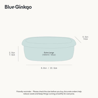BLUE GINKGO Nesting Silicone Containers - Large Silicone Food Storage Container | BPA Free, Airtight, Dishwasher and Freezer Safe (47.5 oz) - Green
