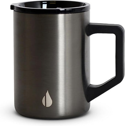 Elemental Insulated Coffee Mug - Triple Wall Stainless Steel Summit Travel Cup for Hot and Cold Drinks - Thermal Coffee Mug with Lid and Handle for Camping, Office & Travel 16oz - Gunmetal
