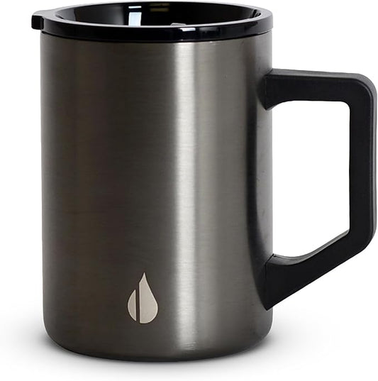 Elemental Insulated Coffee Mug - Triple Wall Stainless Steel Summit Travel Cup for Hot and Cold Drinks - Thermal Coffee Mug with Lid and Handle for Camping, Office & Travel 16oz - Gunmetal