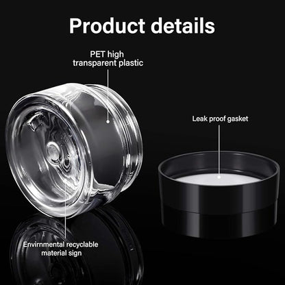 SATINIOR 24 Pieces Empty Clear Plastic Jars with Lids Round Storage Containers Wide-Mouth for Beauty Product Cosmetic Cream Lotion Liquid Butter Craft and Food (Black Lid, 1 oz)