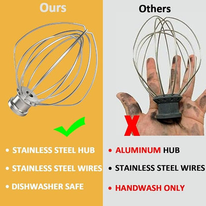 [Upgrade] K45WW Full-body Stainless Steel Wire Whip for KitchenAid, Fit Kitchenaid 4.5 and 5-Quart Tilt-Head Stand Mixer, Food Grade Stainless Steel Attachment, Healthier, Rust free, More Durable
