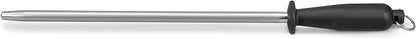 10 Inch Sharpening Steel, Professional Diamond Brushed Steel Knife Sharpener, Black
